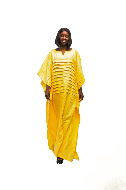 Long Pleated Dress - Yellow